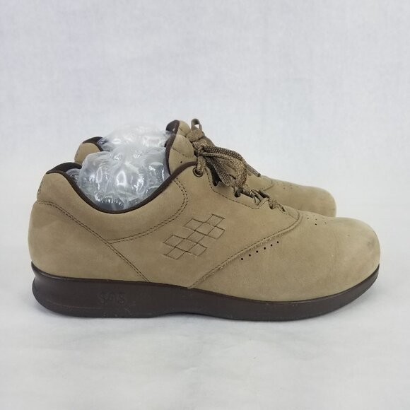 SAS Free Time Walking Shoes Womens 8.5M Oxford Beige Taupe Suede Lace Up Comfort - Picture 6 of 16